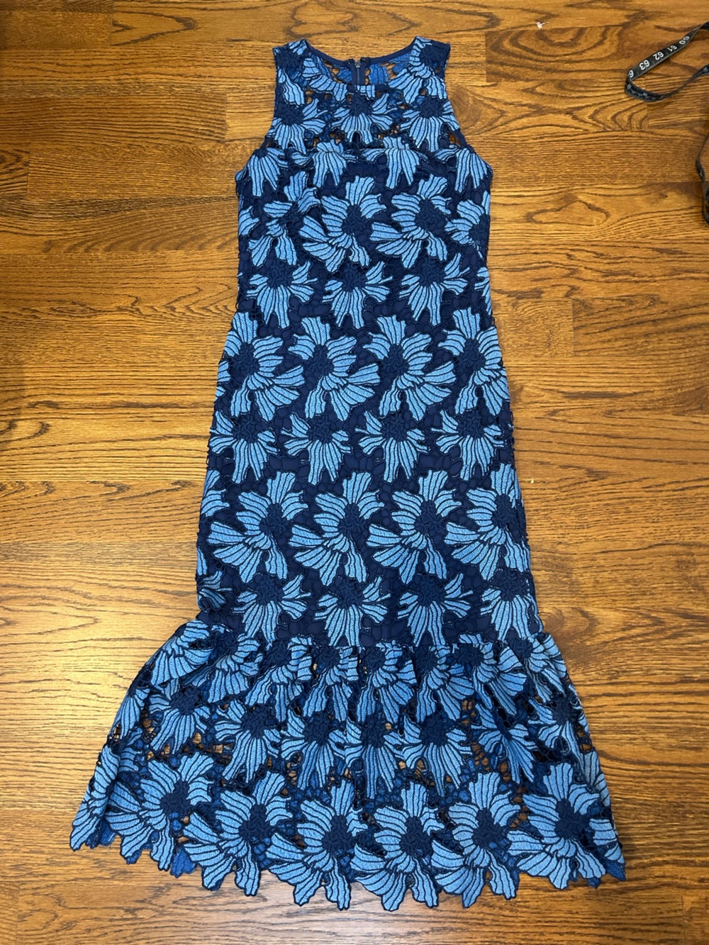 SHOSHANNA Womens Blue Floral Sleeveless Lace Bell Dress Size 0 Made in USA - Picture 4 of 8